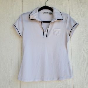 White Collared Shirt with Black Trim